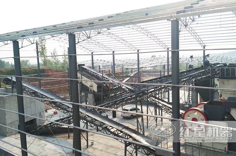 300-400噸石子破碎現場，粉塵少