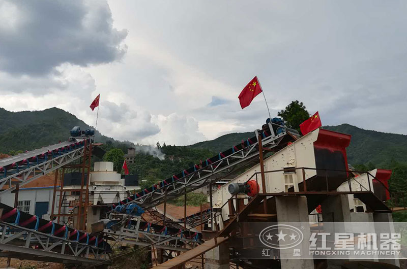 河卵石制砂碎砂加工現場