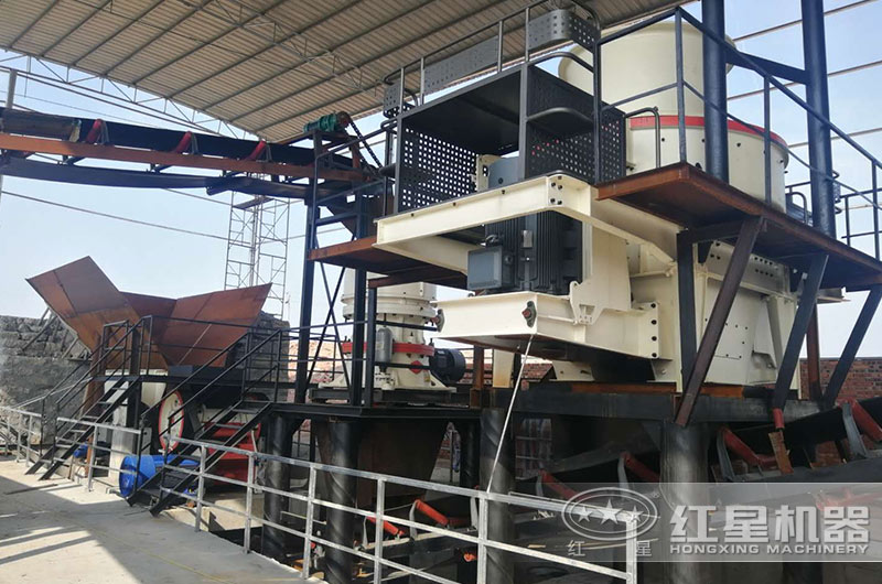 湖北黃岡時產200噸大理石制砂加工現場 湖北黃岡時產200噸大理石制砂加工現場